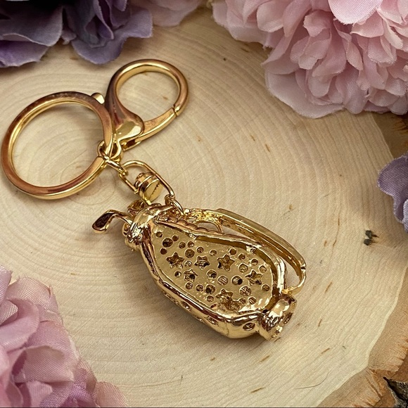 Silver & Iridescent Crystal Golf Bag Keychain Charm - Picture 13 of 16